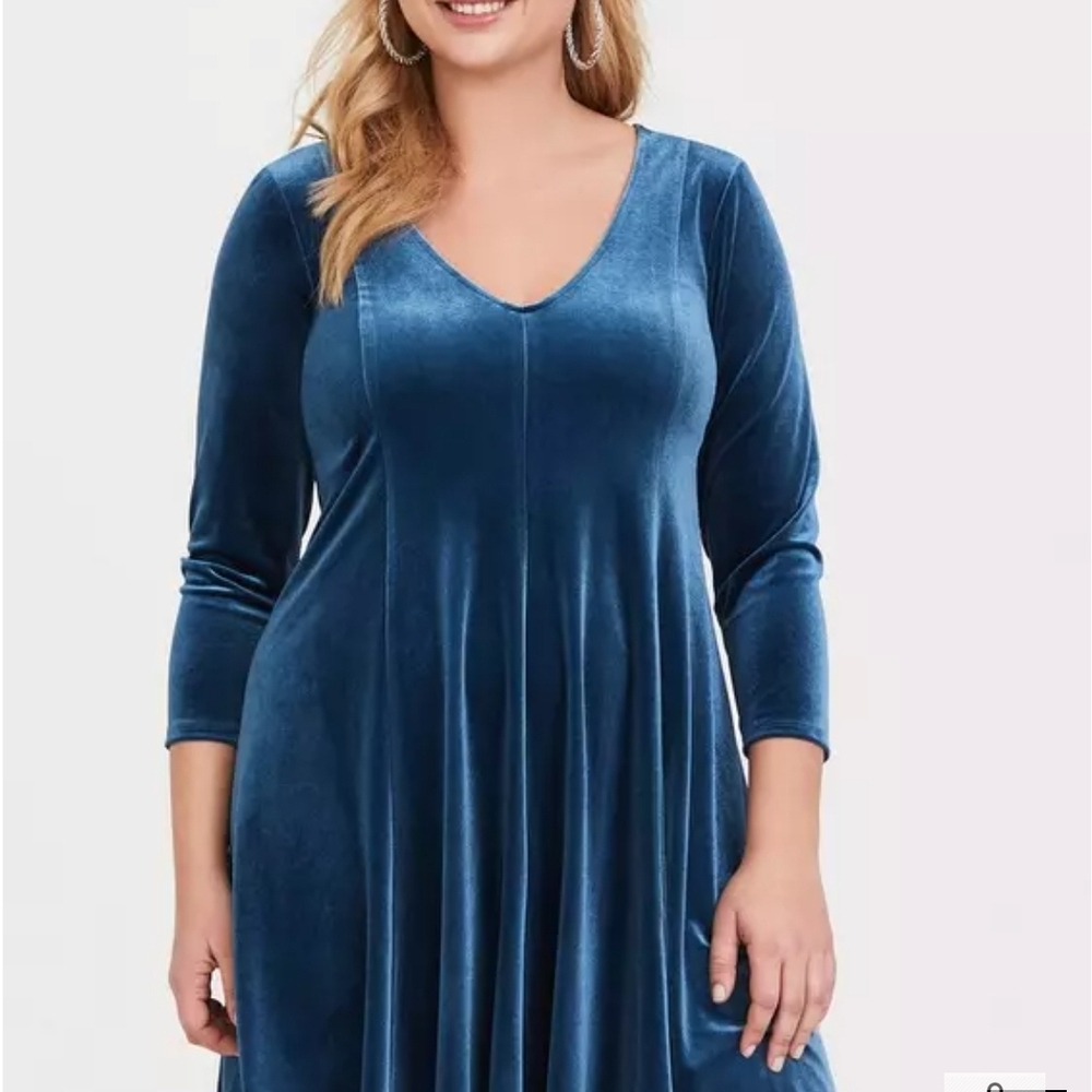 Torrid Blue Velvet Dress